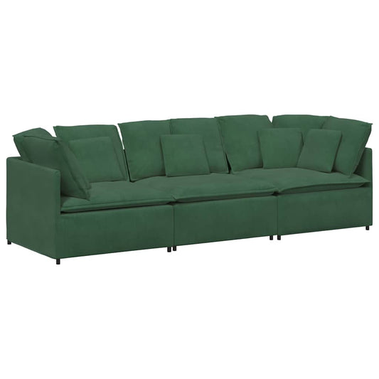 Modulares Sofa mit Kissen Cordstoff Dunkelgrün