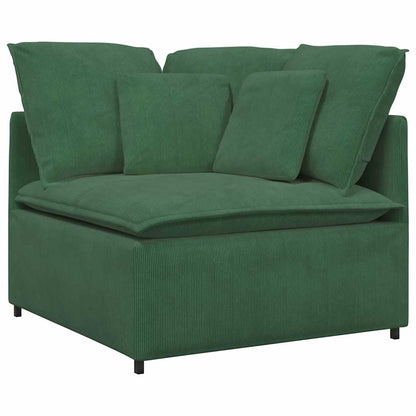Modulares Sofa mit Kissen Cordstoff Dunkelgrün