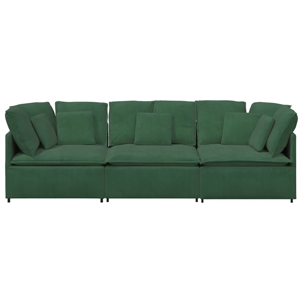 Modulares Sofa mit Kissen Cordstoff Dunkelgrün