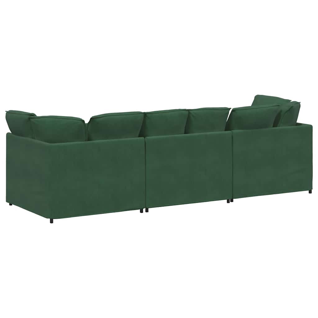 Modulares Sofa mit Kissen Cordstoff Dunkelgrün