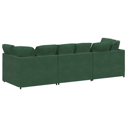 Modulares Sofa mit Kissen Cordstoff Dunkelgrün