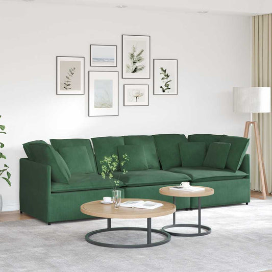 Modulares Sofa mit Kissen Cordstoff Dunkelgrün
