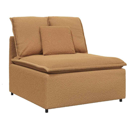 Modulares Sofa mit Kissen Stoff in Lammwolloptik Beige