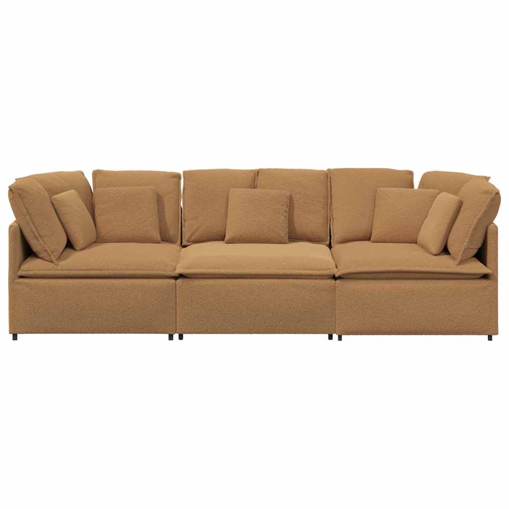 Modulares Sofa mit Kissen Stoff in Lammwolloptik Beige