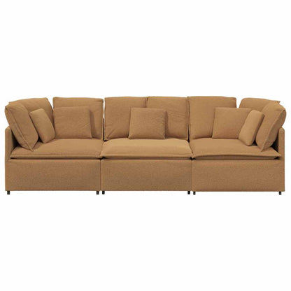 Modulares Sofa mit Kissen Stoff in Lammwolloptik Beige