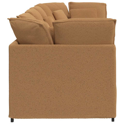 Modulares Sofa mit Kissen Stoff in Lammwolloptik Beige