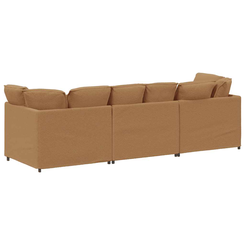 Modulares Sofa mit Kissen Stoff in Lammwolloptik Beige