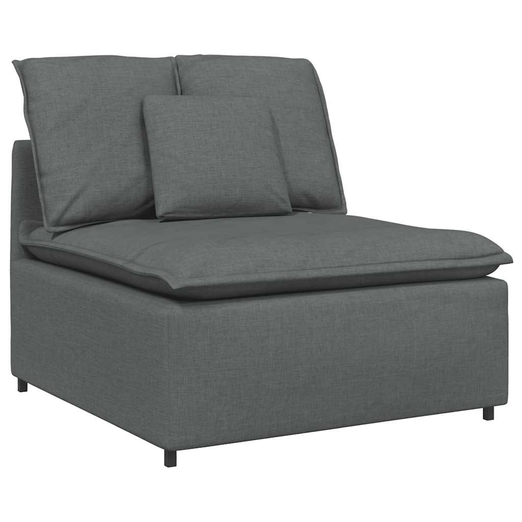 Modulares Sofa mit Fußhocker Kissen Stoff Dunkelgrau