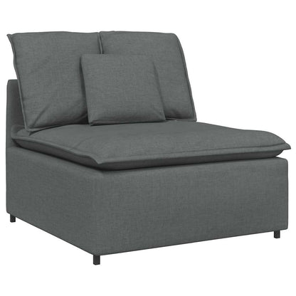 Modulares Sofa mit Fußhocker Kissen Stoff Dunkelgrau