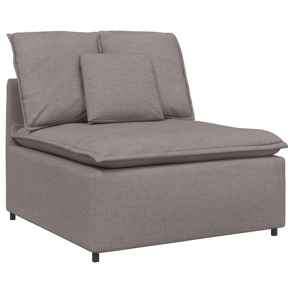 Modulares Sofa mit Fußhocker Kissen Stoff Taupe