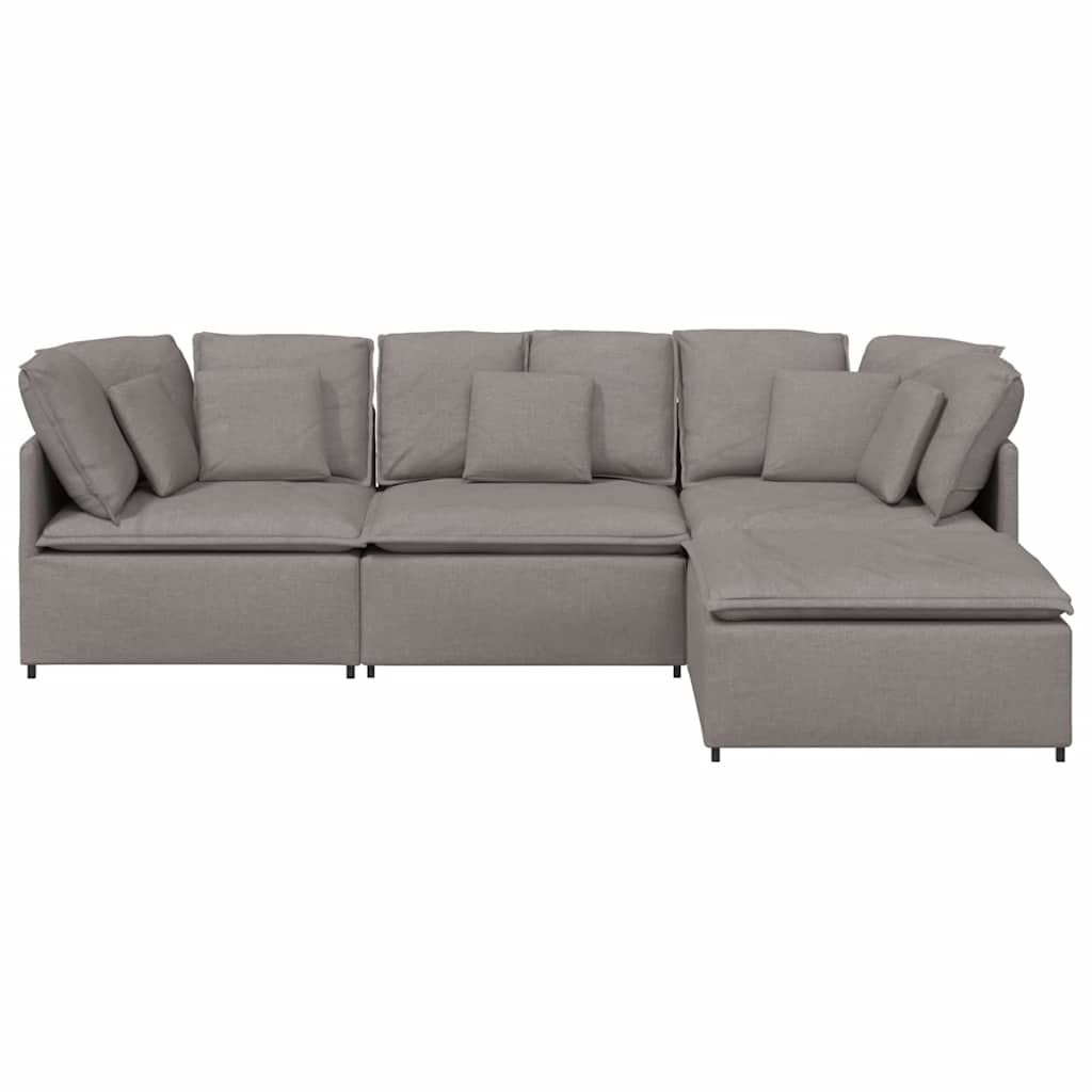 Modulares Sofa mit Fußhocker Kissen Stoff Taupe