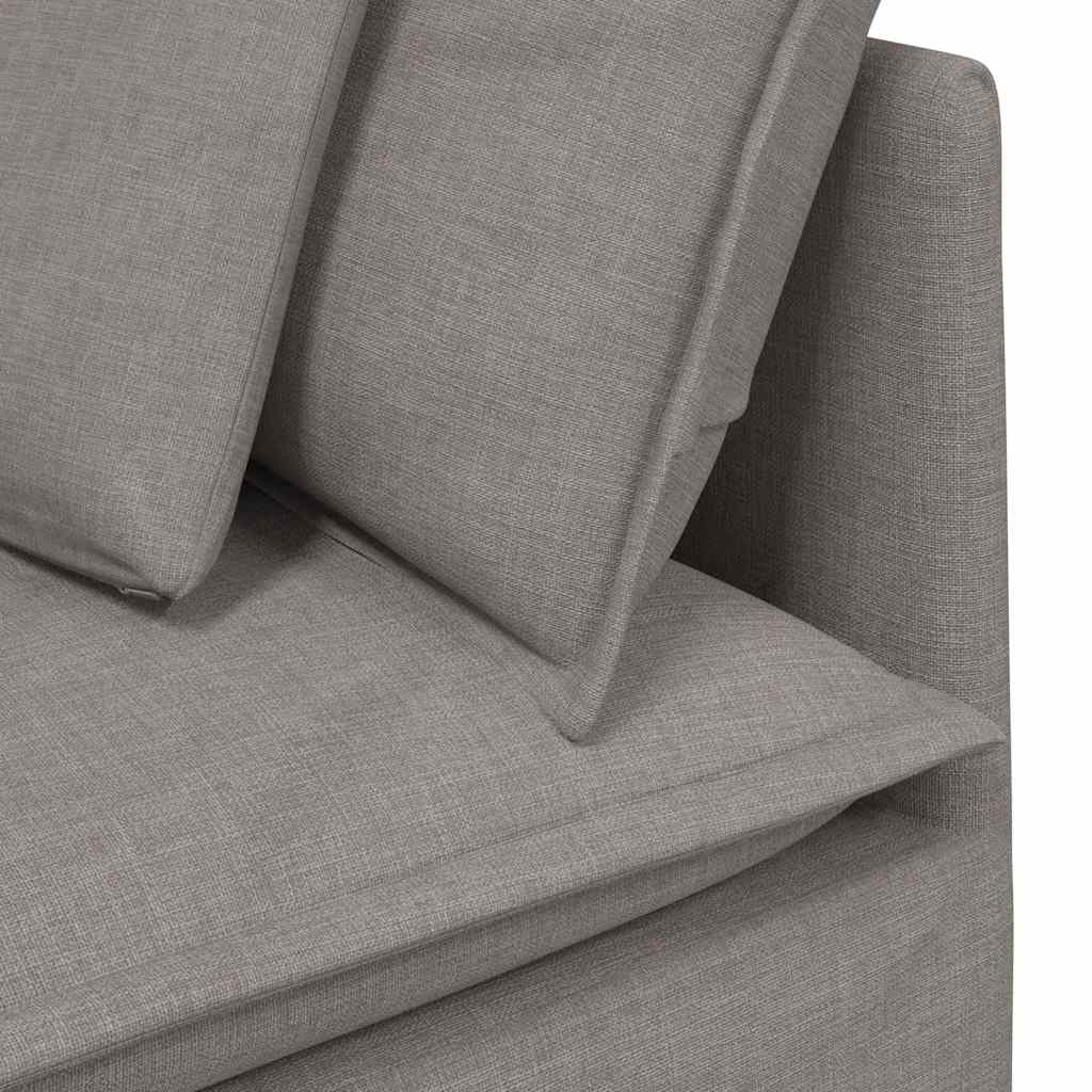 Modulares Sofa mit Fußhocker Kissen Stoff Taupe