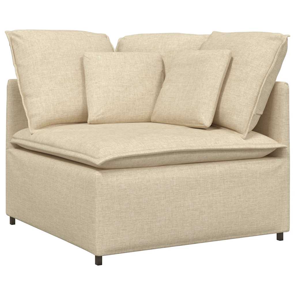 Modulares Sofa mit Fußhocker Kissen Stoff Creme