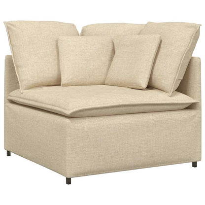 Modulares Sofa mit Fußhocker Kissen Stoff Creme