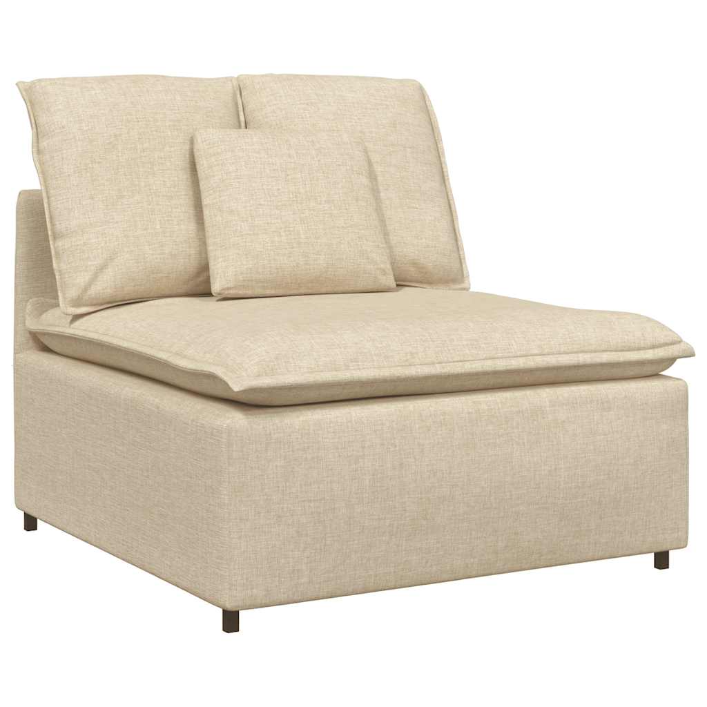 Modulares Sofa mit Fußhocker Kissen Stoff Creme