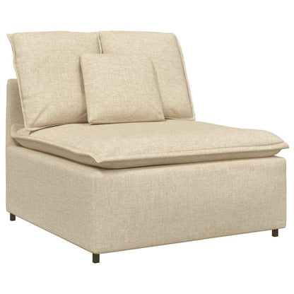 Modulares Sofa mit Fußhocker Kissen Stoff Creme