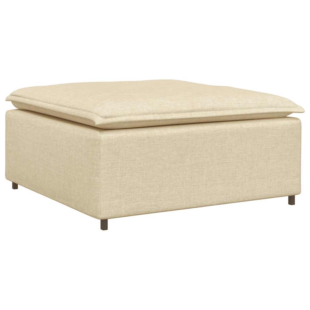 Modulares Sofa mit Fußhocker Kissen Stoff Creme
