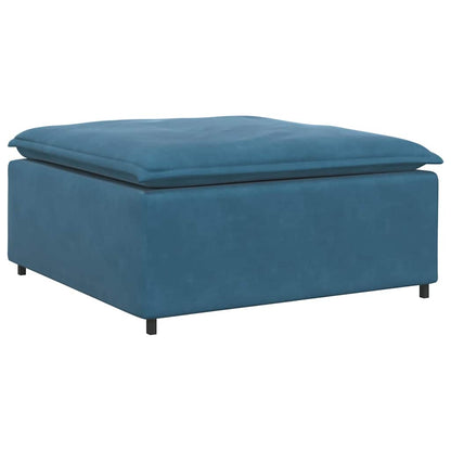 Modulares Sofa mit Fußhocker Kissen Samt Blau