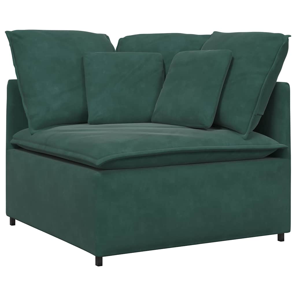 Modulares Sofa mit Fußhocker Kissen Samt Dunkelgrün