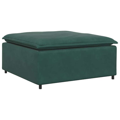 Modulares Sofa mit Fußhocker Kissen Samt Dunkelgrün