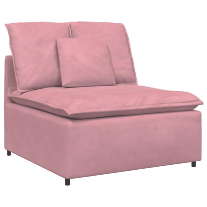 Modulares Sofa mit Fußhocker Kissen Samt Rosa