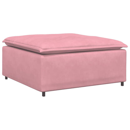 Modulares Sofa mit Fußhocker Kissen Samt Rosa