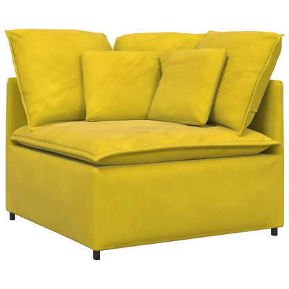Modulares Sofa mit Fußhocker Kissen Samt Gelb