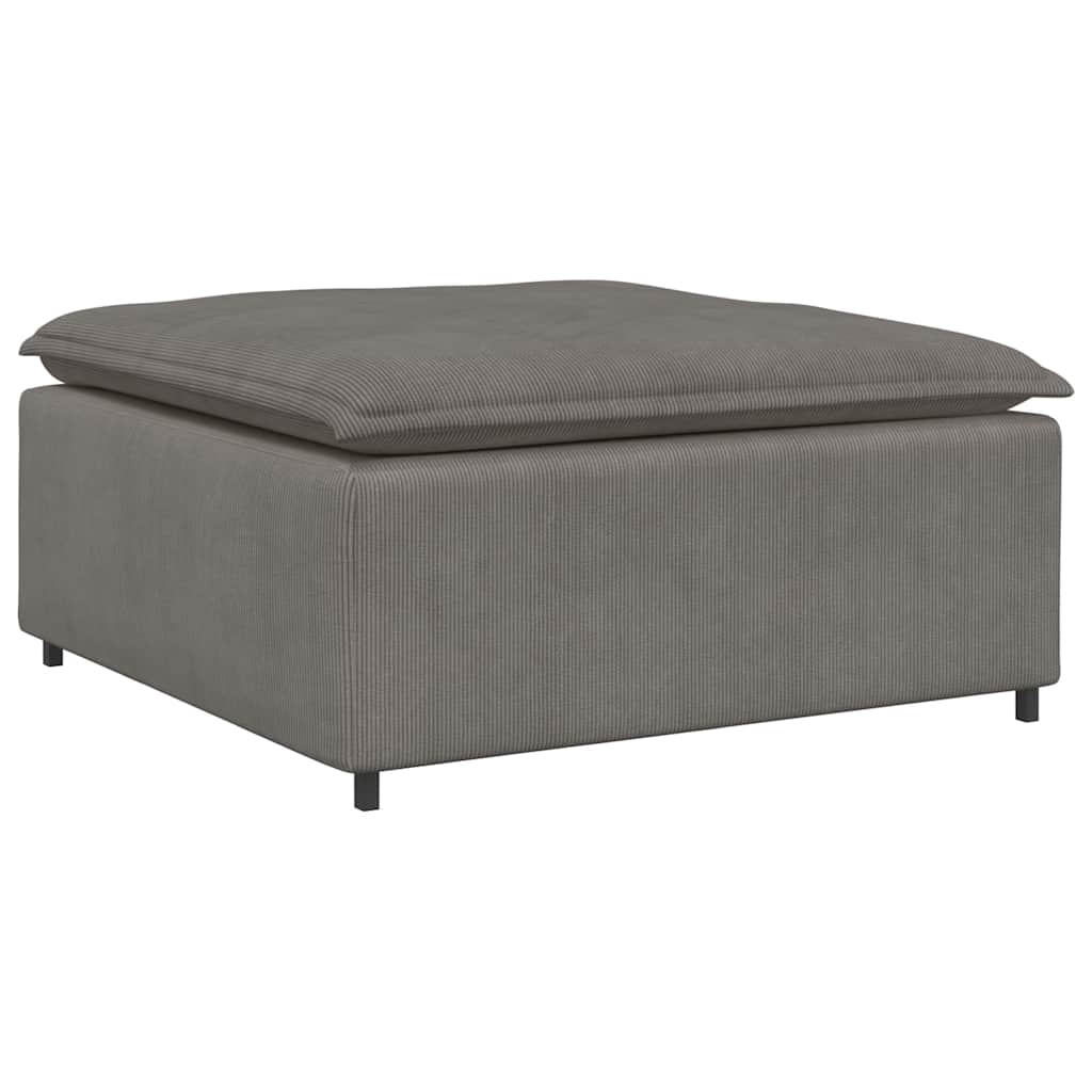 Modulares Sofa mit Fußhocker Kissen Cordstoff Hellgrau