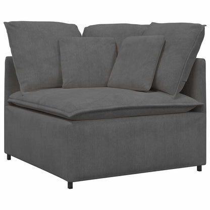 Modulares Sofa mit Fußhocker Kissen Cordstoff Dunkelgrau