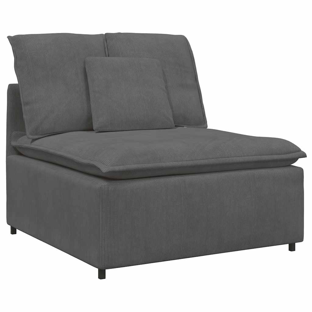Modulares Sofa mit Fußhocker Kissen Cordstoff Dunkelgrau