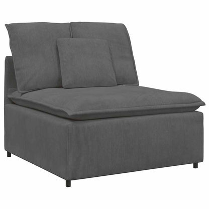 Modulares Sofa mit Fußhocker Kissen Cordstoff Dunkelgrau