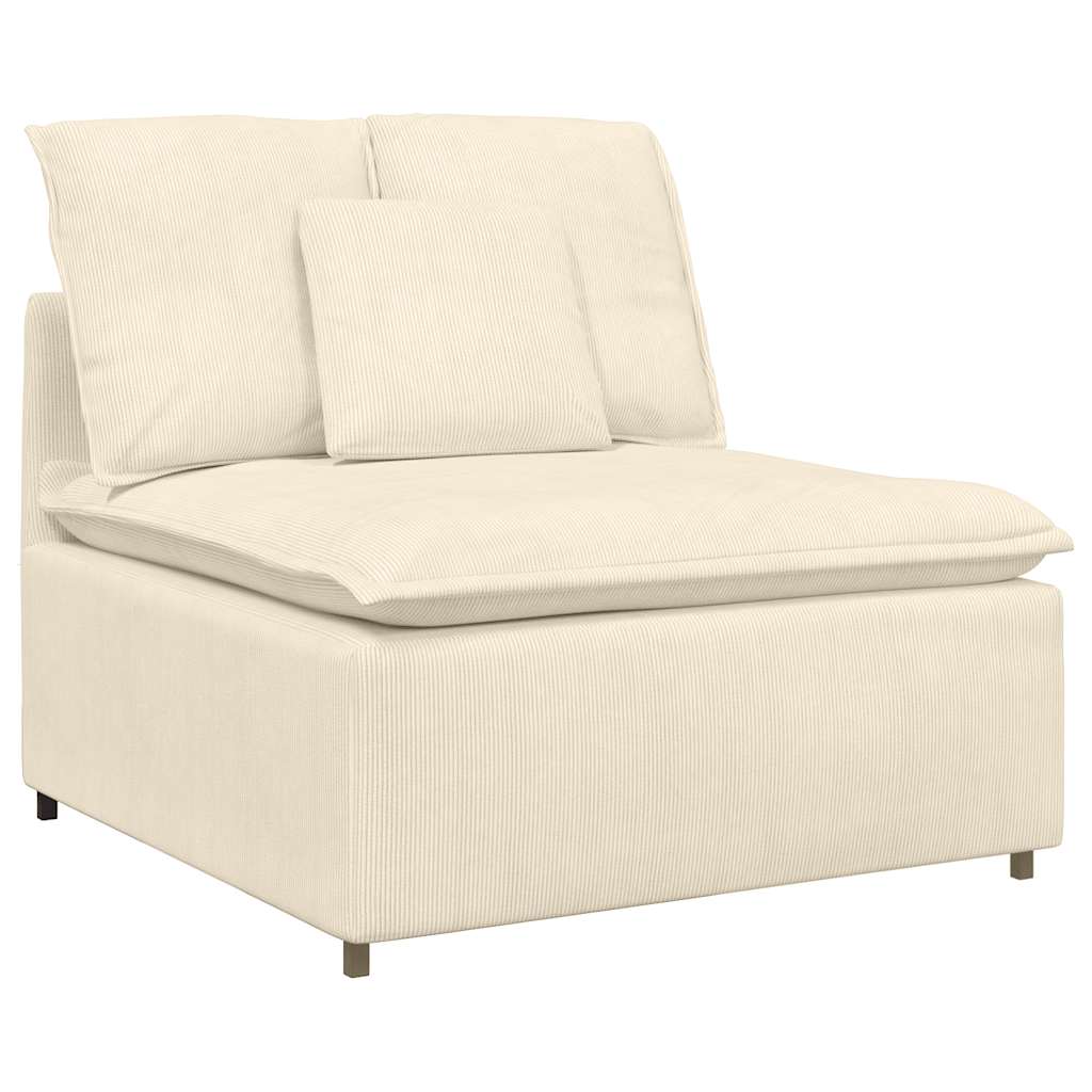 Modulares Sofa mit Fußhocker Kissen Cordstoff Creme