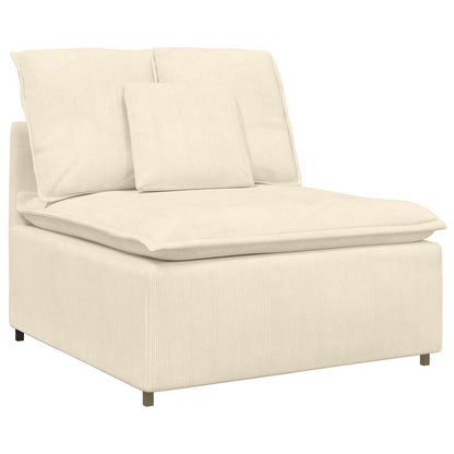 Modulares Sofa mit Fußhocker Kissen Cordstoff Creme