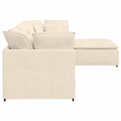 Modulares Sofa mit Fußhocker Kissen Cordstoff Creme