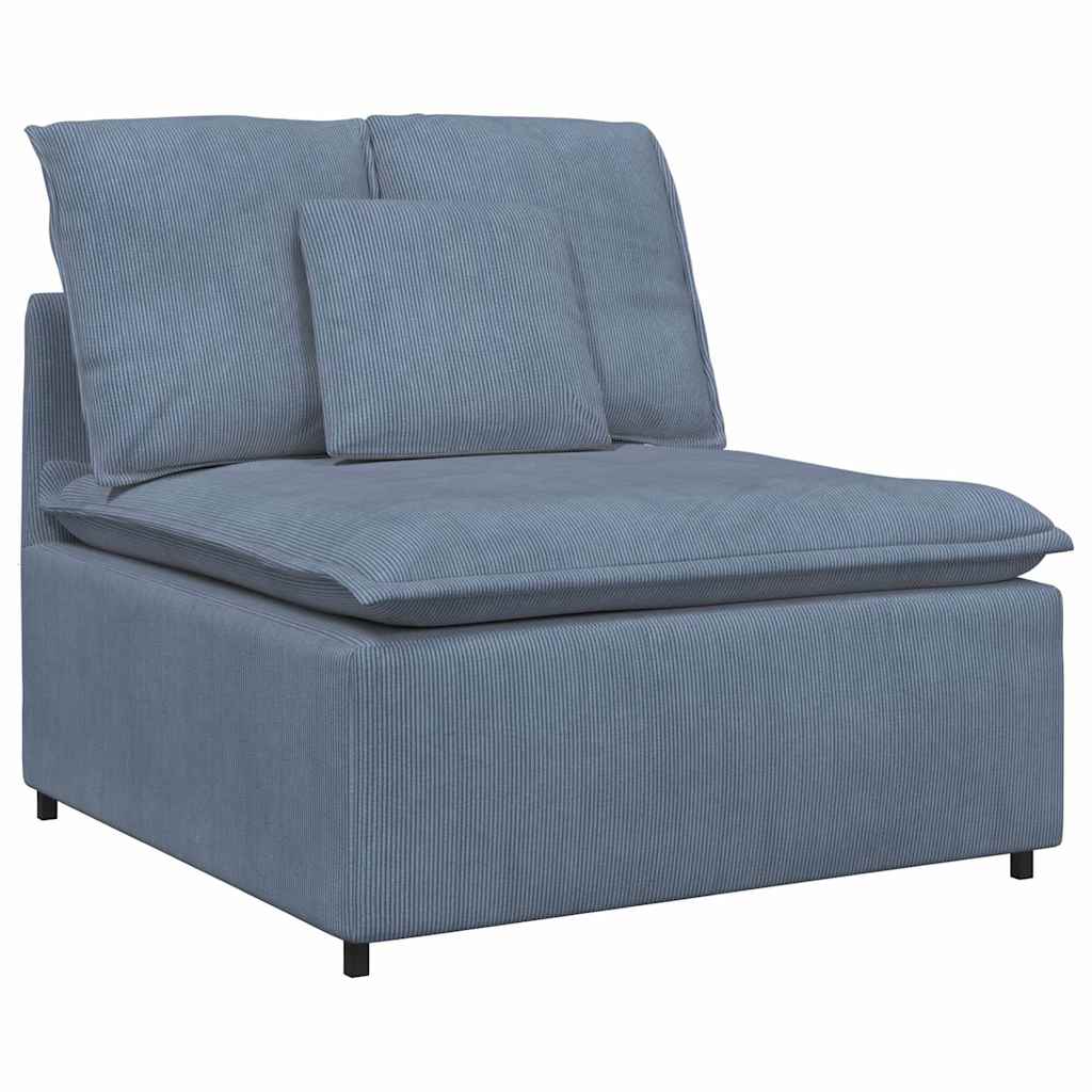 Modulares Sofa mit Fußhocker Kissen Cordstoff Blau