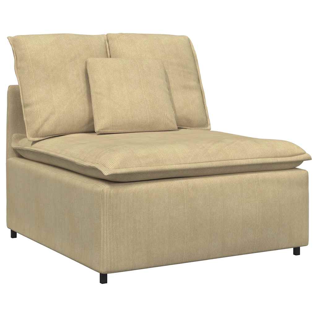 Modulares Sofa mit Fußhocker Kissen Cordstoff Graugrün