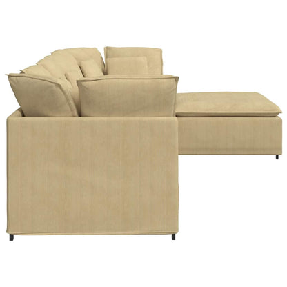 Modulares Sofa mit Fußhocker Kissen Cordstoff Graugrün