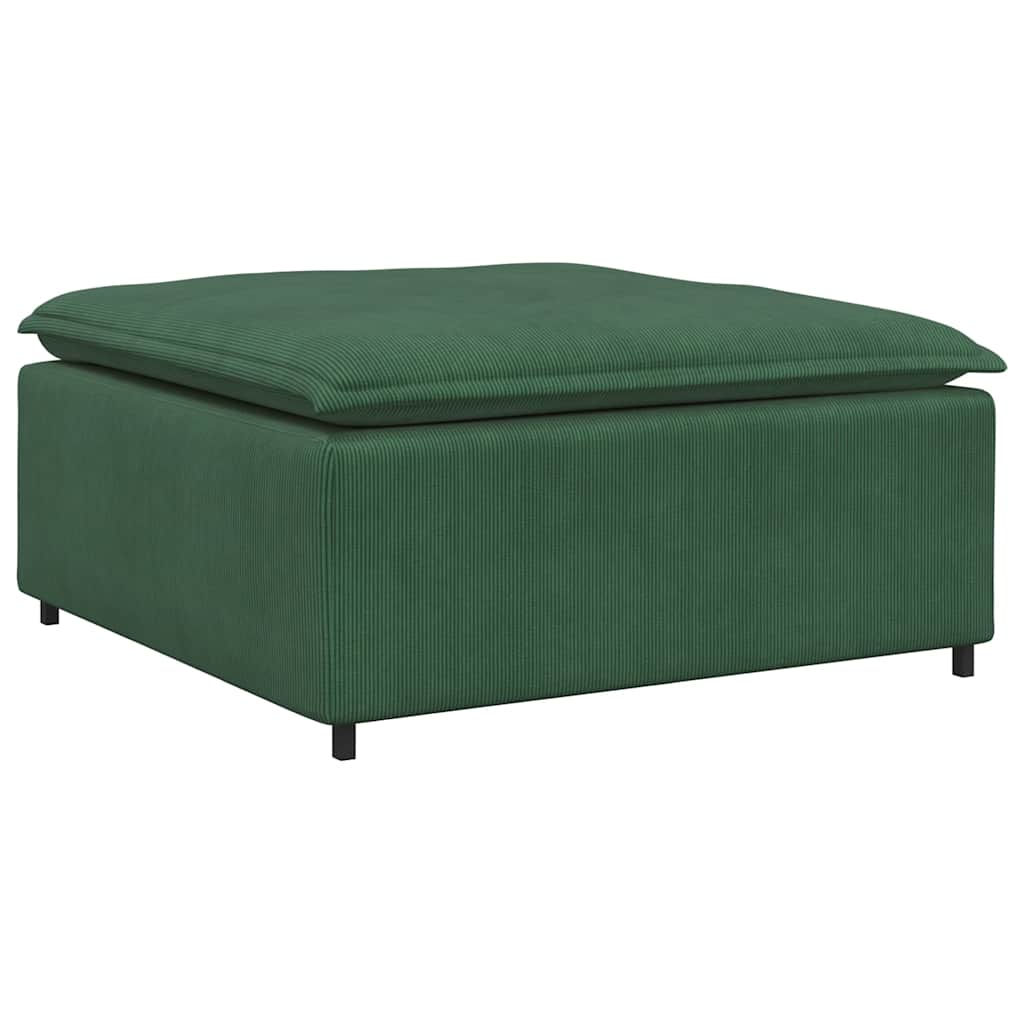 Modulares Sofa mit Fußhocker Kissen Cordstoff Dunkelgrün