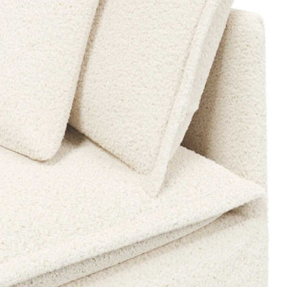 Modulares Sofa mit Hocker Kissen Stoff in Lammwolloptik Creme