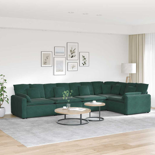 Modulares Sofa mit Kissen Samt Dunkelgrün