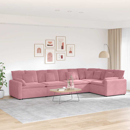 Modulares Sofa mit Kissen Samt Rosa
