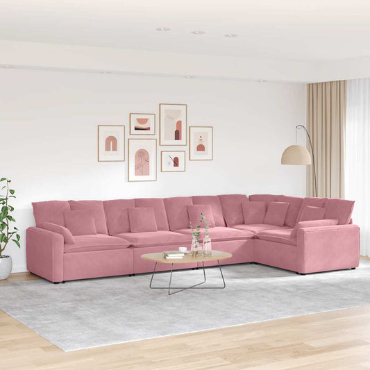 Modulares Sofa mit Kissen Samt Rosa