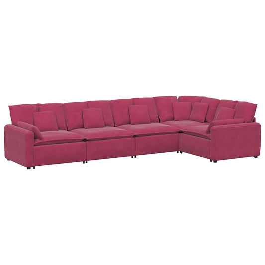 Modulares Sofa mit Kissen Samt Weinrot