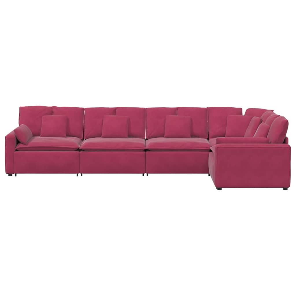 Modulares Sofa mit Kissen Samt Weinrot