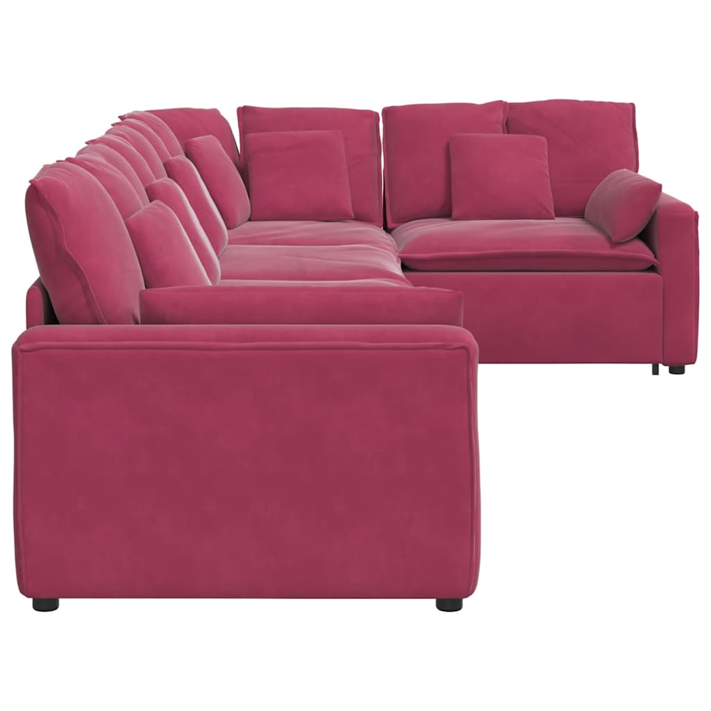 Modulares Sofa mit Kissen Samt Weinrot