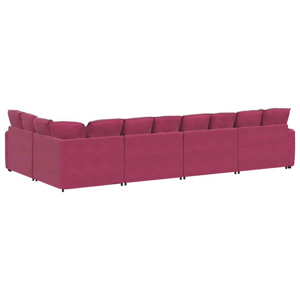 Modulares Sofa mit Kissen Samt Weinrot