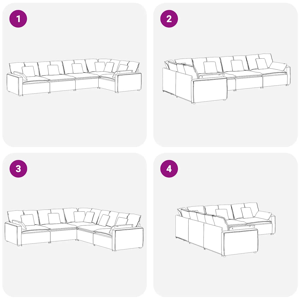 Modulares Sofa mit Kissen Samt Weinrot