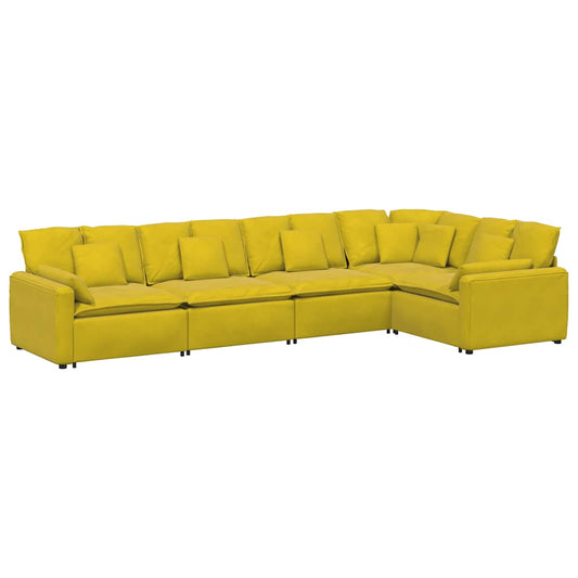 Modulares Sofa mit Kissen Samt Gelb