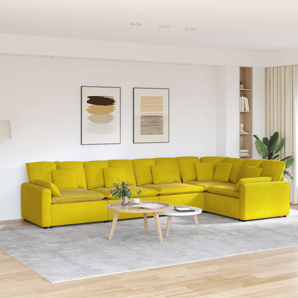 Modulares Sofa mit Kissen Samt Gelb