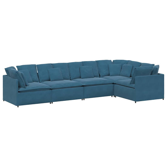 Modulares Sofa mit Kissen Samt Blau